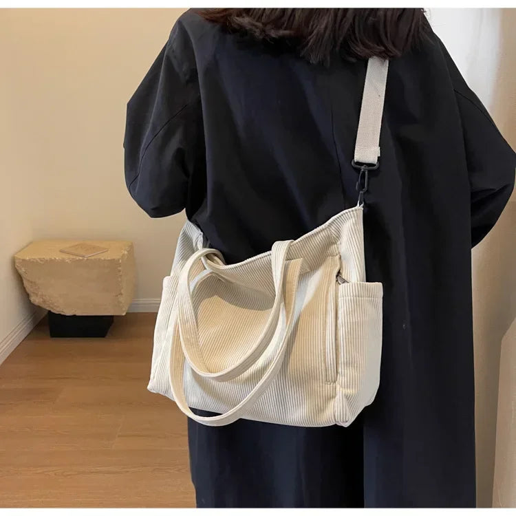 Corduroy Square Commuter Shoulder Bag