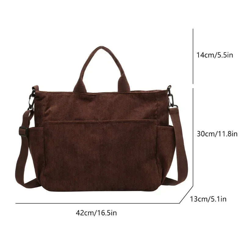 Corduroy Square Commuter Shoulder Bag