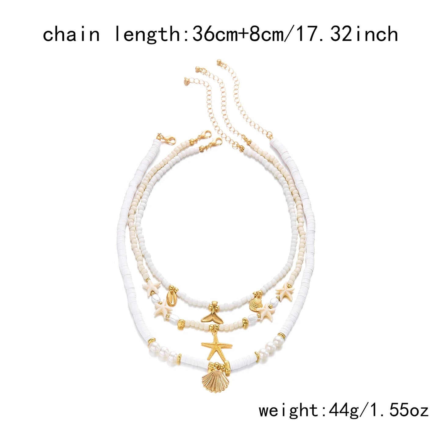 Bohemian Shell Polymer Bead Necklace