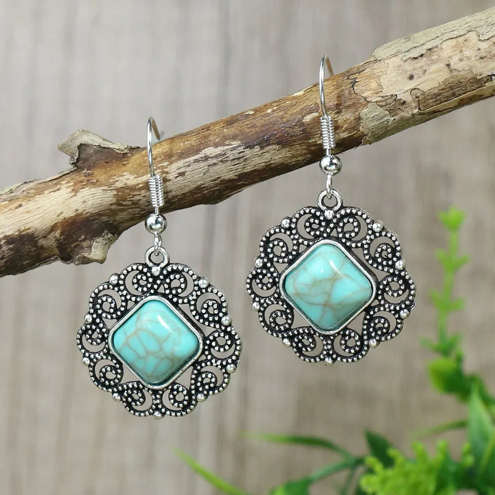 Bohemian Turquoise Water Drop Earrings
