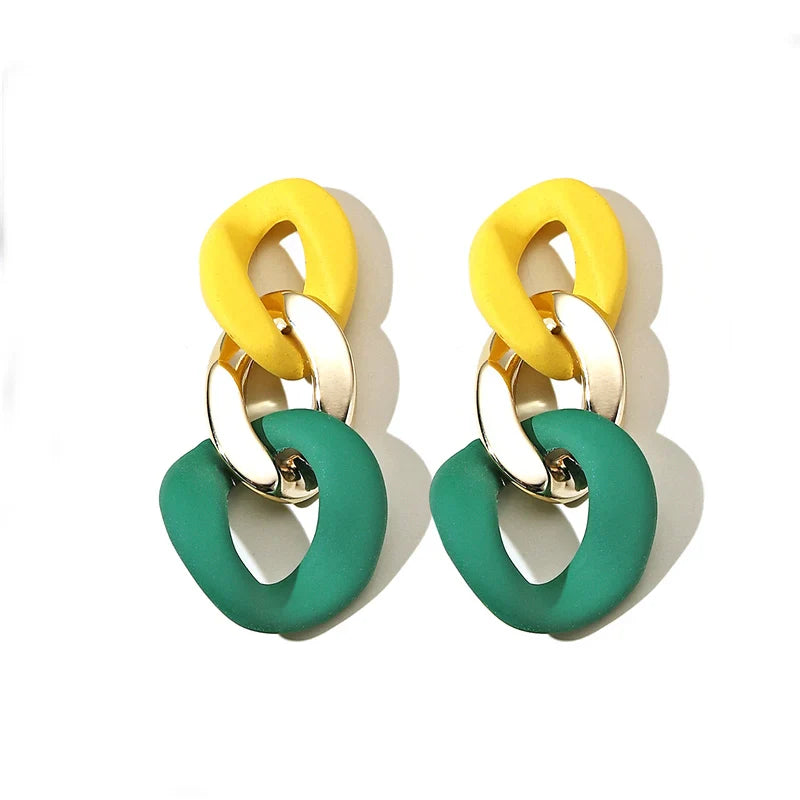 Color-Block Statement Resin Earrings