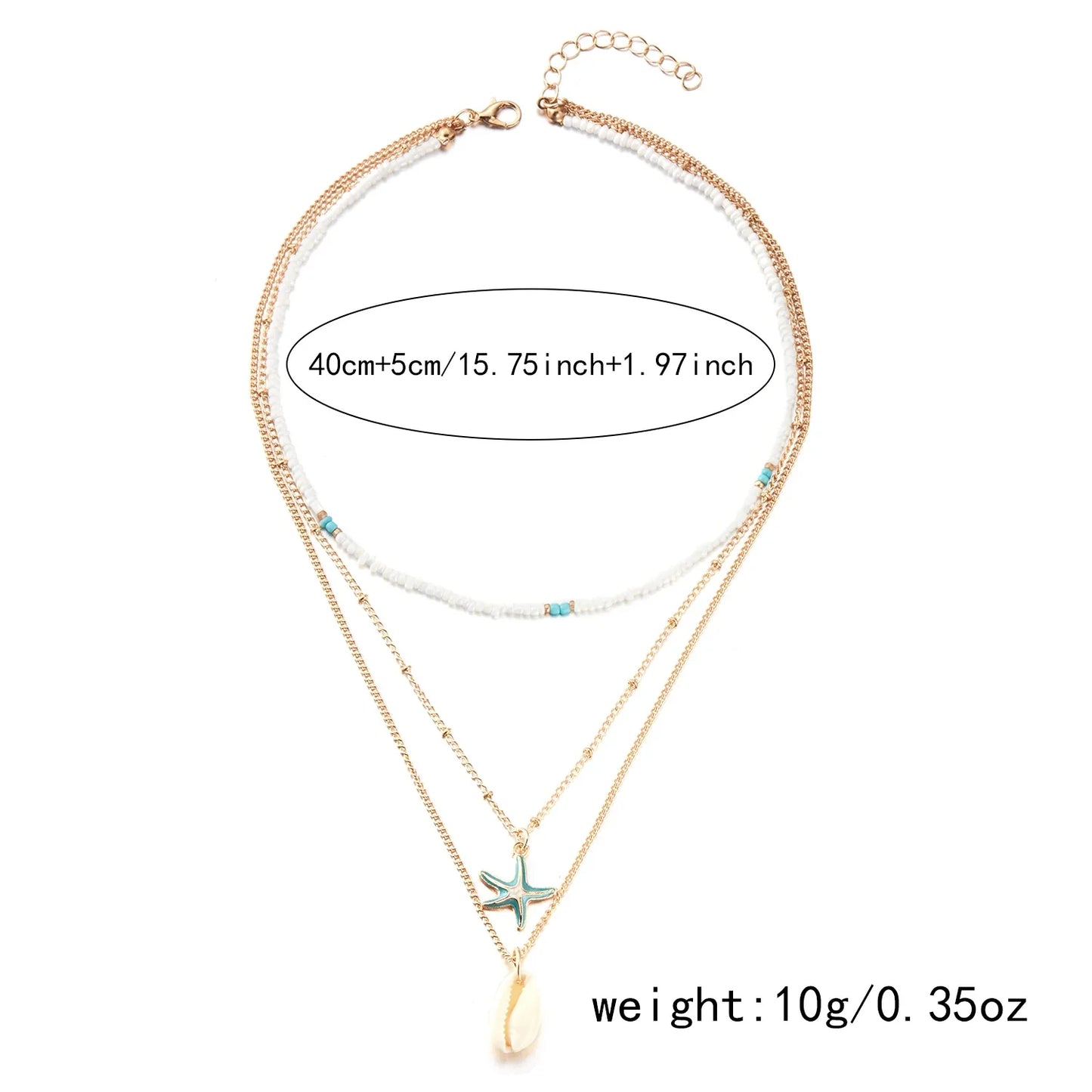 Bohemian Shell Polymer Bead Necklace