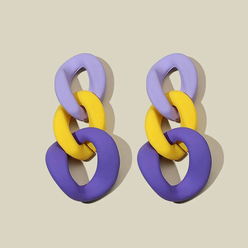 Color-Block Statement Resin Earrings