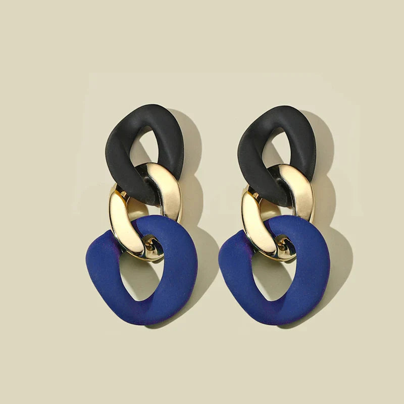 Color-Block Statement Resin Earrings