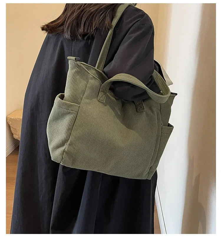 Corduroy Square Commuter Shoulder Bag