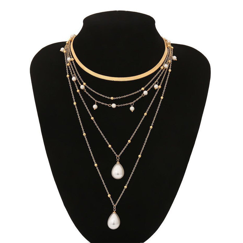 Female Accessories Pearl Necklace Twin High Sense