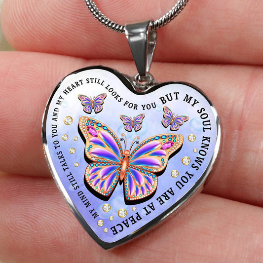 Exquisite Colorful Butterfly Heart Shape Pendant Necklace [LOW STOCK]