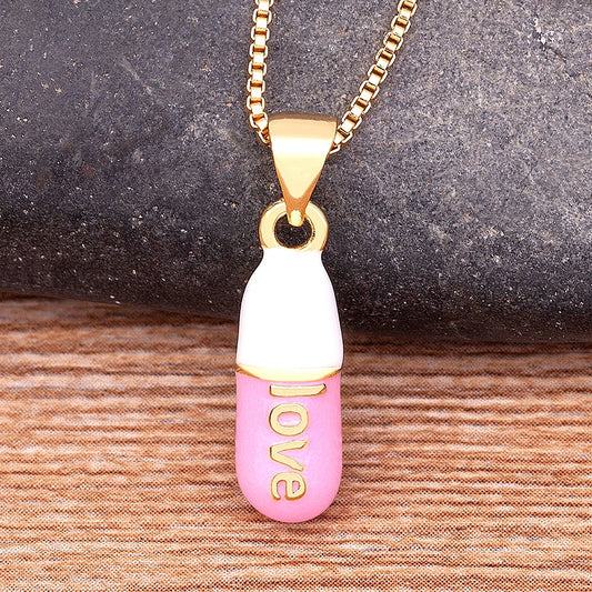 Pill Capsule Love Necklace For Women Cross Medicine