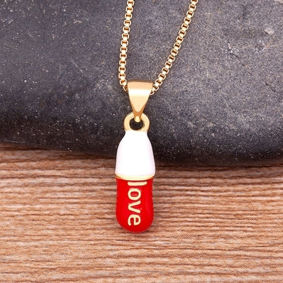 Pill Capsule Love Necklace For Women Cross Medicine
