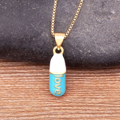 Pill Capsule Love Necklace For Women Cross Medicine