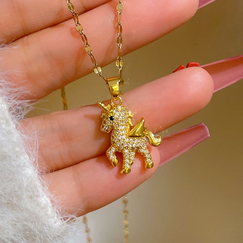 Rhinestones Unicorn Pendant Necklace [LOW STOCK]
