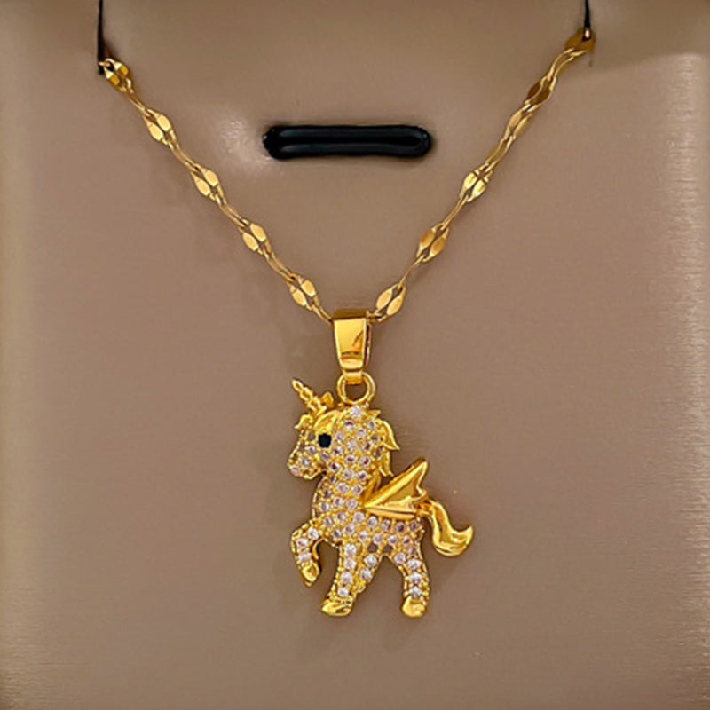 Rhinestones Unicorn Pendant Necklace [LOW STOCK]