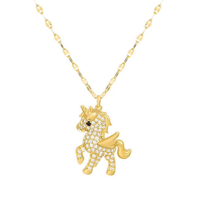 Rhinestones Unicorn Pendant Necklace [LOW STOCK]
